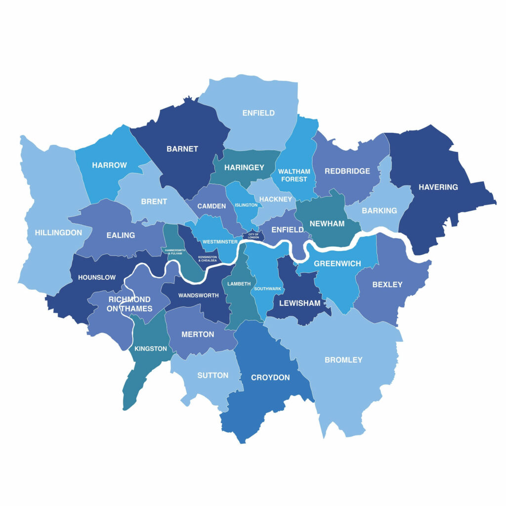 Dzielnice Londynu - mapa