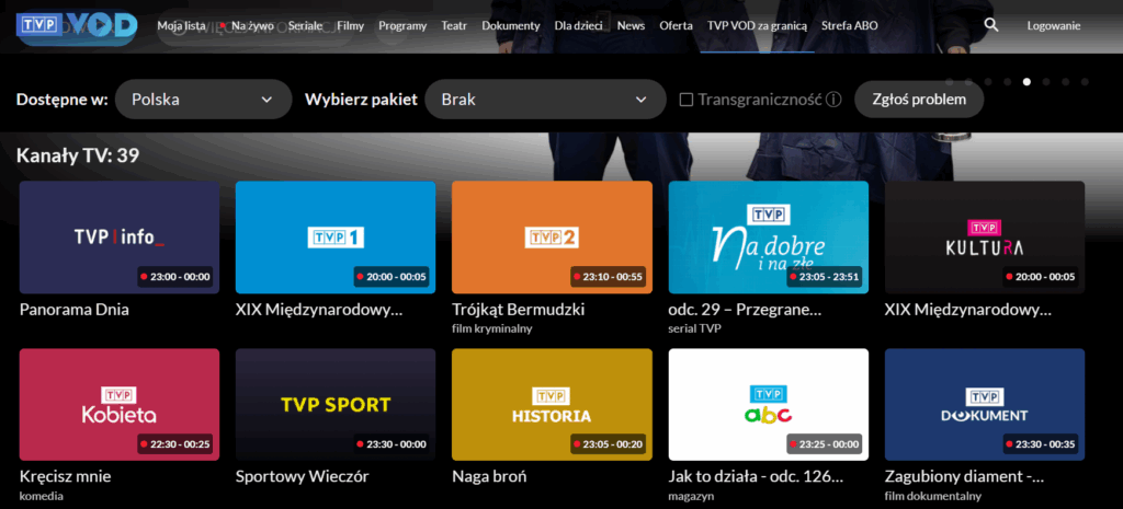Podstawowa lista kanałów w TVP VOD